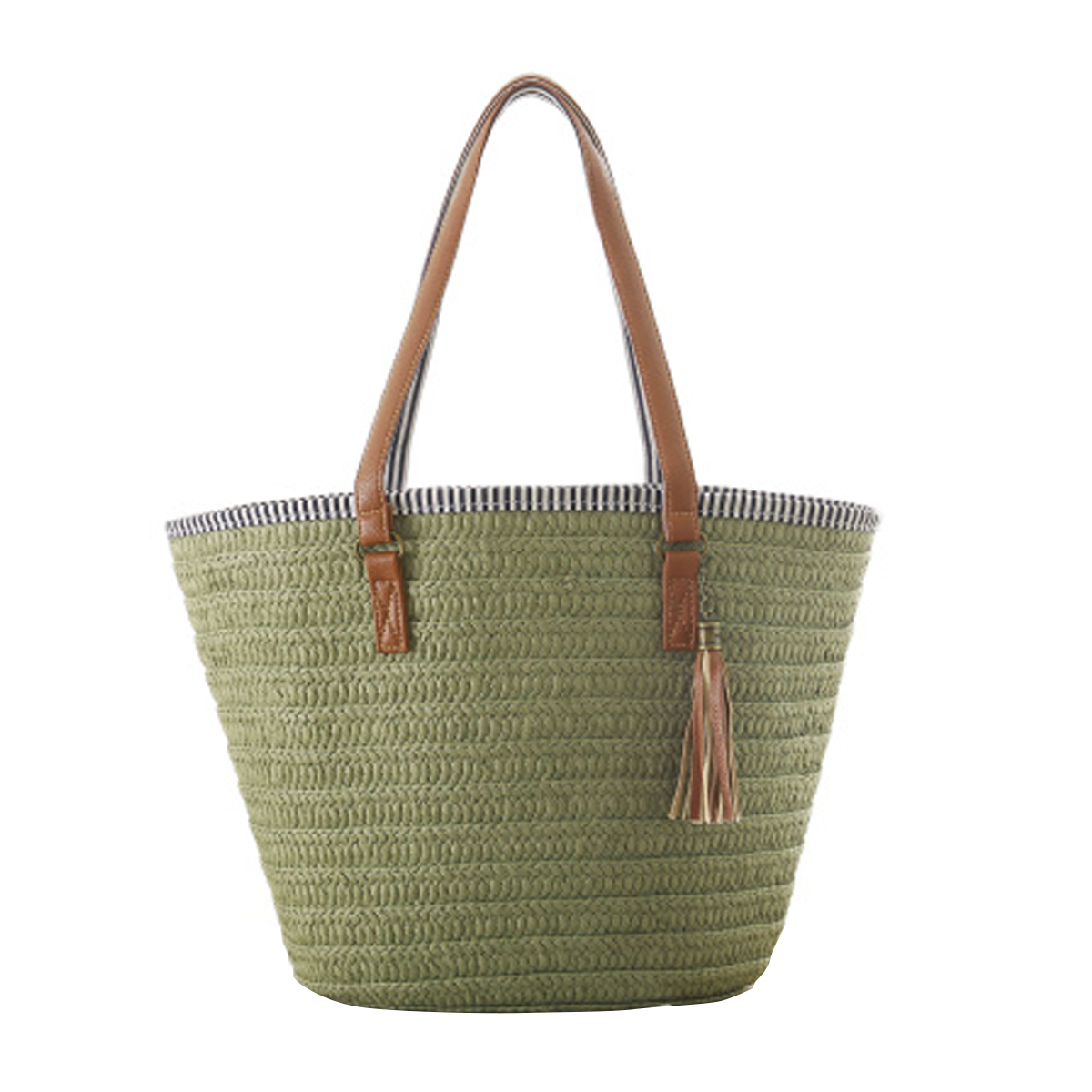 JOSEKO Straw Beach Straw Bag, Leather Handle Tassel Handbags Shoulder