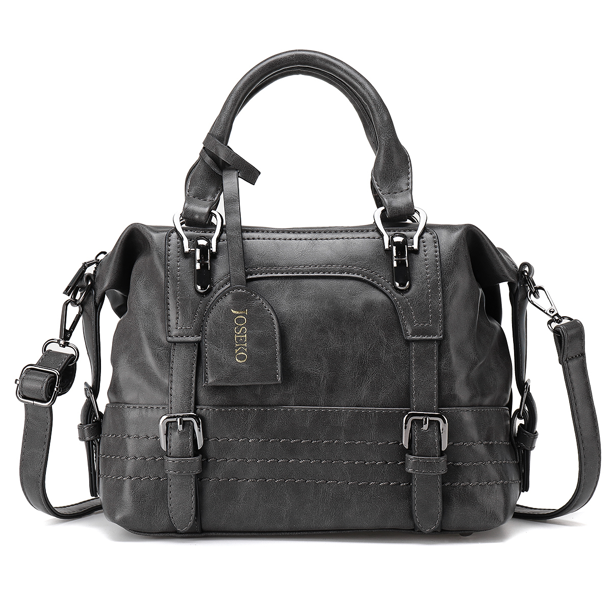 JOSEKO PU Leather Tote Bag Handbag Women Retro Shoulder Crossbody Bag