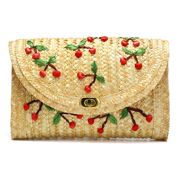 Pulama Embroidered Flower Long PU Leather Wallet Large Capacity Wristlet Card Holder 